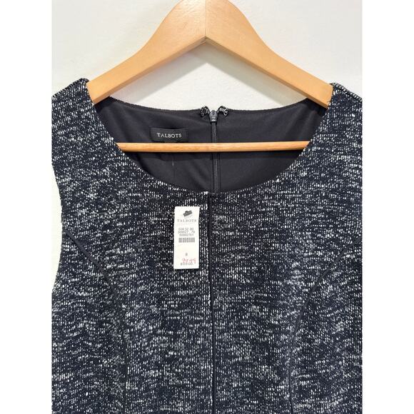 Talbots Women’s Berekley Black White Tweed Seamed Fit and Flare Dress Size 8 NWT - Picture 2 of 8